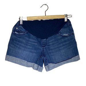 4/$25 Indigo Blue Maternity Denim Shorts Full Panel Blue Women's Size Small
